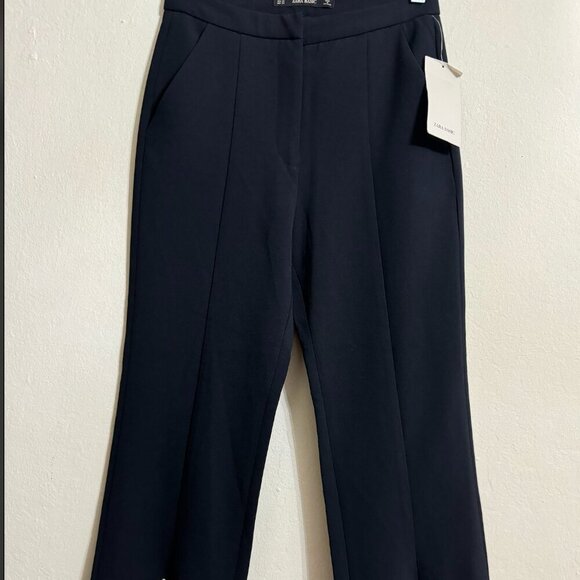 ZARA DARK NAVY Tailored Pants with Studded Hem  Size XS NEW WITH TAG! - Picture 1 of 5
